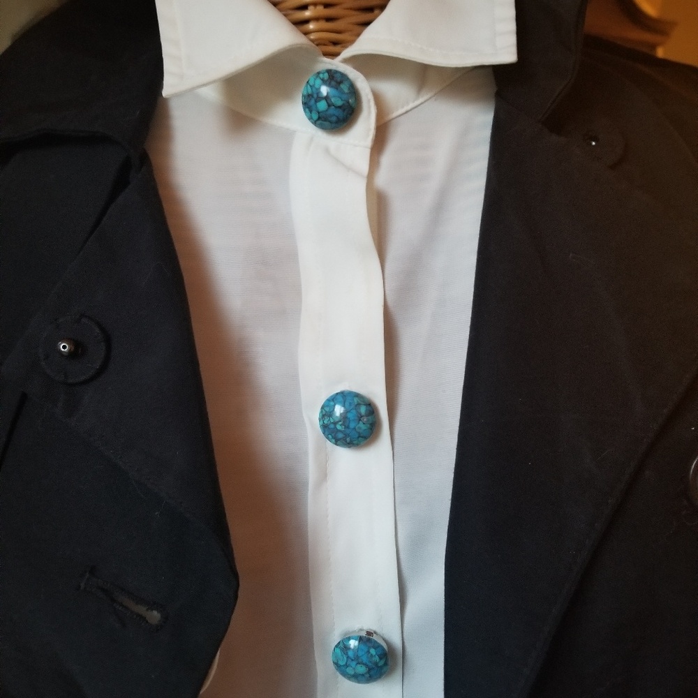 Faux Turquoise Button Cover Set of 5 EUC